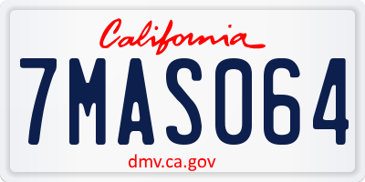CA license plate 7MAS064