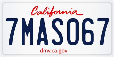 CA license plate 7MAS067