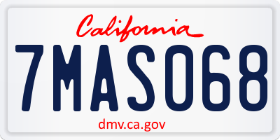CA license plate 7MAS068