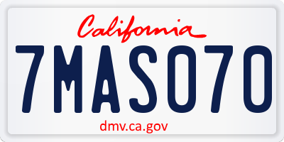 CA license plate 7MAS070