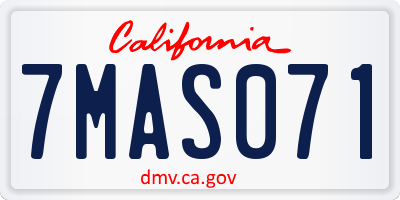CA license plate 7MAS071