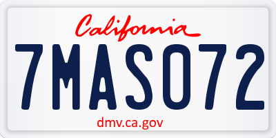 CA license plate 7MAS072