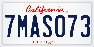 CA license plate 7MAS073