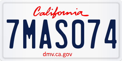 CA license plate 7MAS074