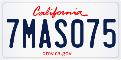 CA license plate 7MAS075