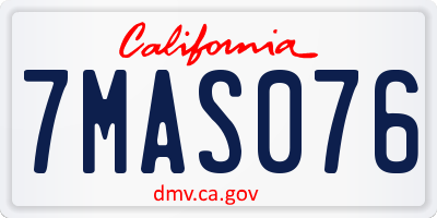 CA license plate 7MAS076