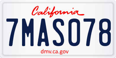 CA license plate 7MAS078