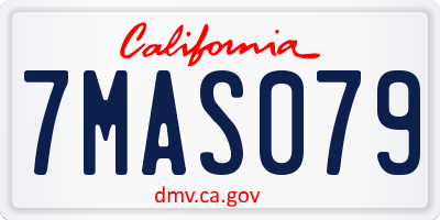 CA license plate 7MAS079