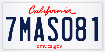 CA license plate 7MAS081