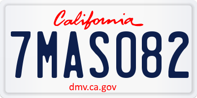 CA license plate 7MAS082