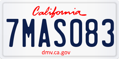 CA license plate 7MAS083