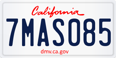 CA license plate 7MAS085