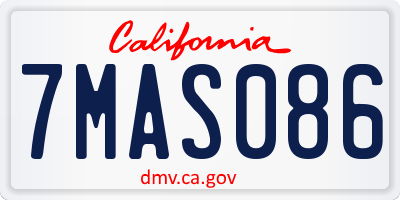 CA license plate 7MAS086