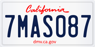 CA license plate 7MAS087