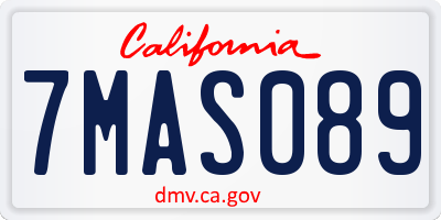 CA license plate 7MAS089