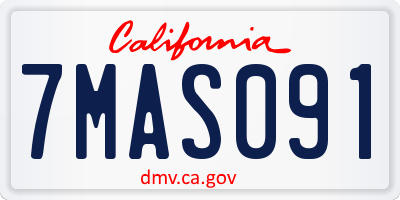 CA license plate 7MAS091
