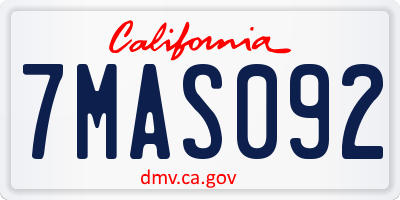 CA license plate 7MAS092