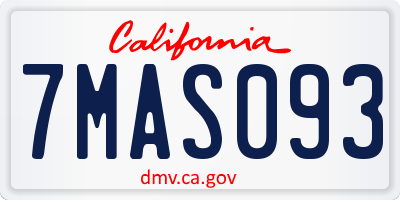 CA license plate 7MAS093