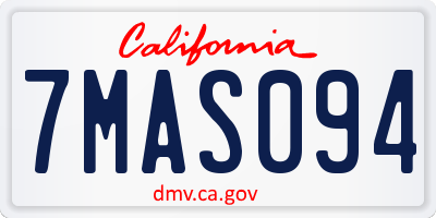 CA license plate 7MAS094
