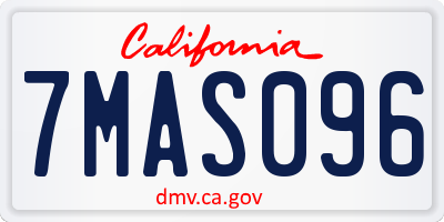 CA license plate 7MAS096