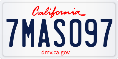 CA license plate 7MAS097