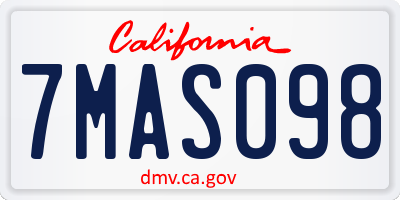 CA license plate 7MAS098