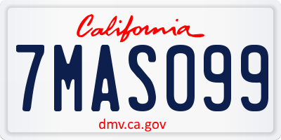 CA license plate 7MAS099