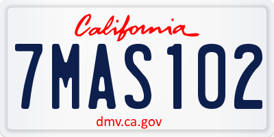 CA license plate 7MAS102