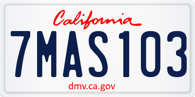 CA license plate 7MAS103