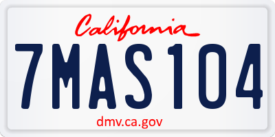 CA license plate 7MAS104