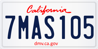 CA license plate 7MAS105