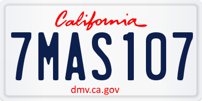 CA license plate 7MAS107