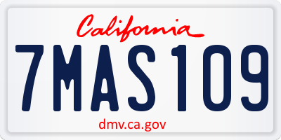 CA license plate 7MAS109