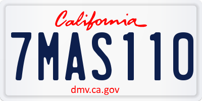 CA license plate 7MAS110