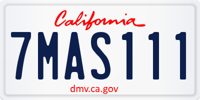 CA license plate 7MAS111