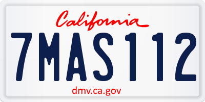 CA license plate 7MAS112
