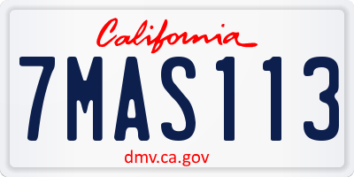 CA license plate 7MAS113