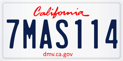 CA license plate 7MAS114