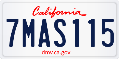 CA license plate 7MAS115