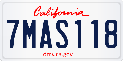 CA license plate 7MAS118