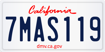 CA license plate 7MAS119