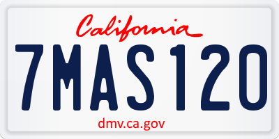 CA license plate 7MAS120