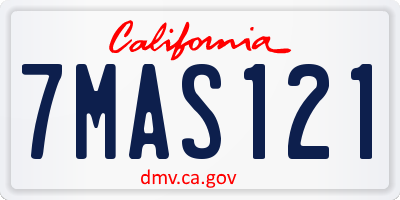 CA license plate 7MAS121