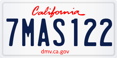 CA license plate 7MAS122
