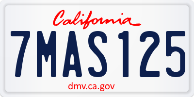 CA license plate 7MAS125