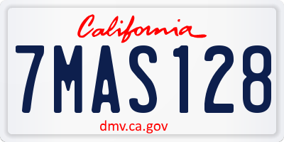 CA license plate 7MAS128