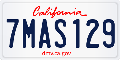 CA license plate 7MAS129
