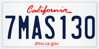 CA license plate 7MAS130