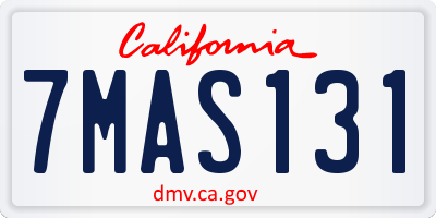 CA license plate 7MAS131