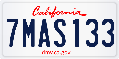 CA license plate 7MAS133